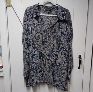 Lane Bryant 100% Silk Paisley Tunic Blouse 22/24